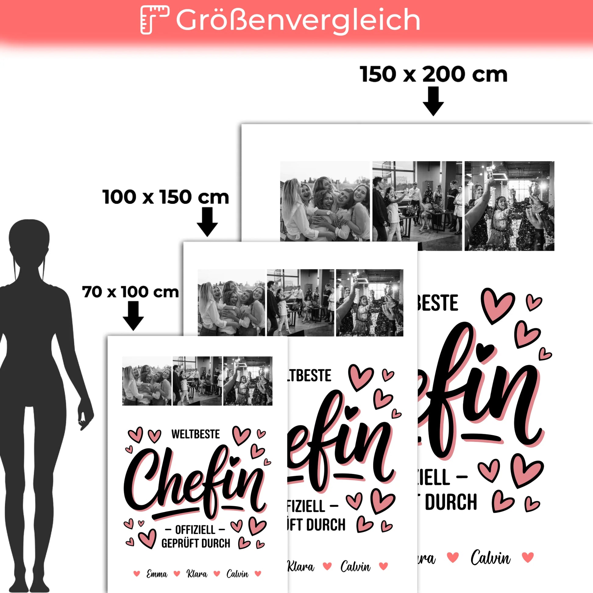 Personalisierte Decke Mit Namen Fotocollage für Chefin Weltbeste Chefin Offiziell Geprüft Durch 5