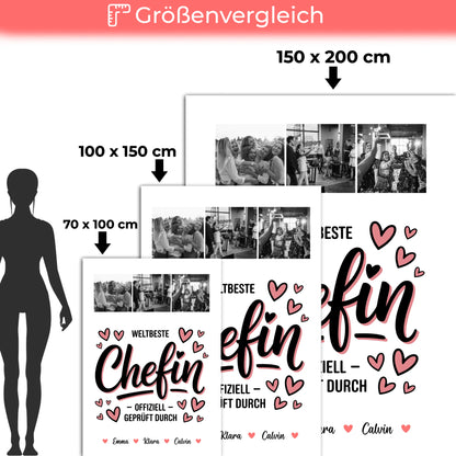 Personalisierte Decke Mit Namen Fotocollage für Chefin Weltbeste Chefin Offiziell Geprüft Durch 5