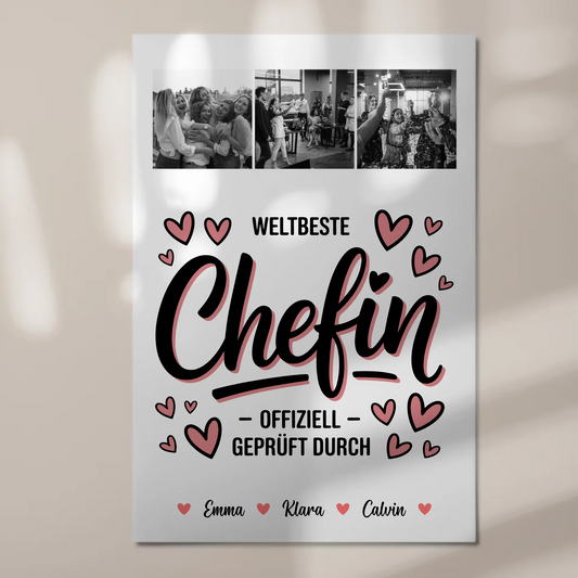 Fotoboard Poster Magnetisch Fotocollage für Chefin Weltbeste Chefin Offiziell Geprüft Durch 1