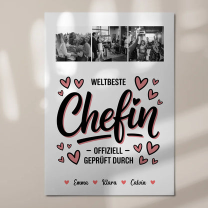 Fotoboard Poster Magnetisch Fotocollage für Chefin Weltbeste Chefin Offiziell Geprüft Durch