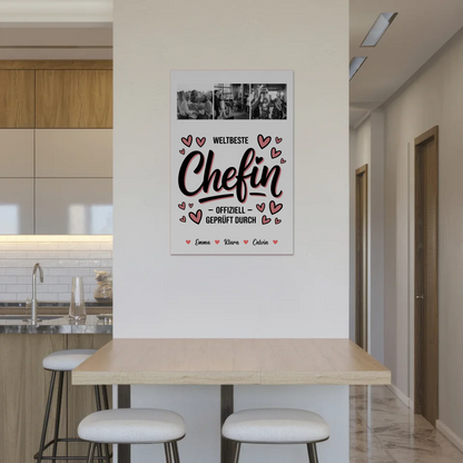 Fotoboard Poster Magnetisch Fotocollage für Chefin Weltbeste Chefin Offiziell Geprüft Durch