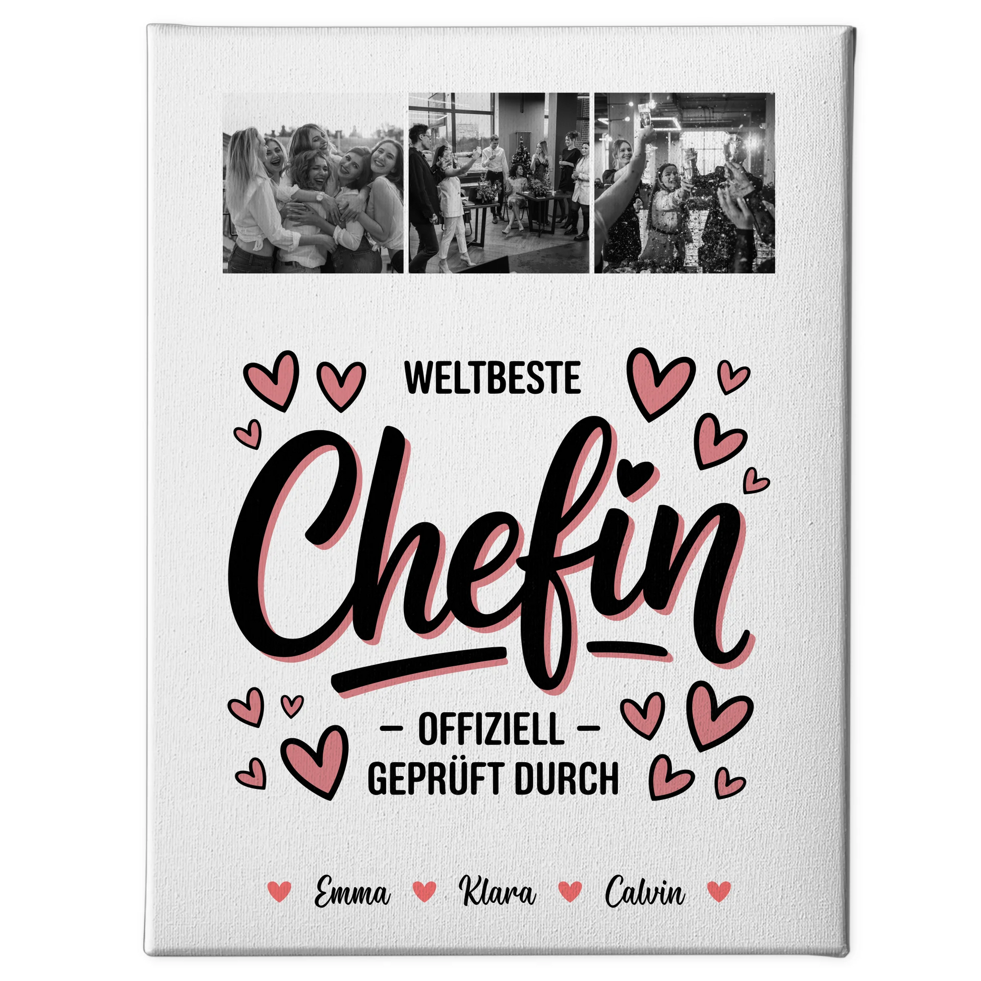 Personalisierte Leinwand Fotocollage für Chefin Weltbeste Chefin Offiziell Geprüft Durch 1