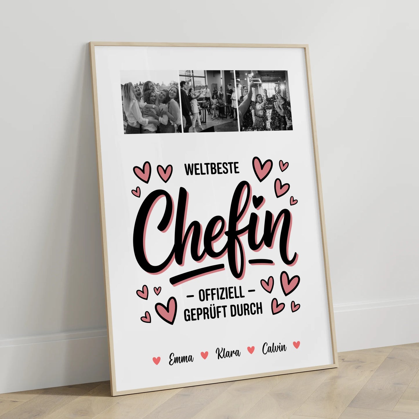 Personalisiertes Poster Datum Fotocollage für Chefin Weltbeste Chefin Offiziell Geprüft Durch