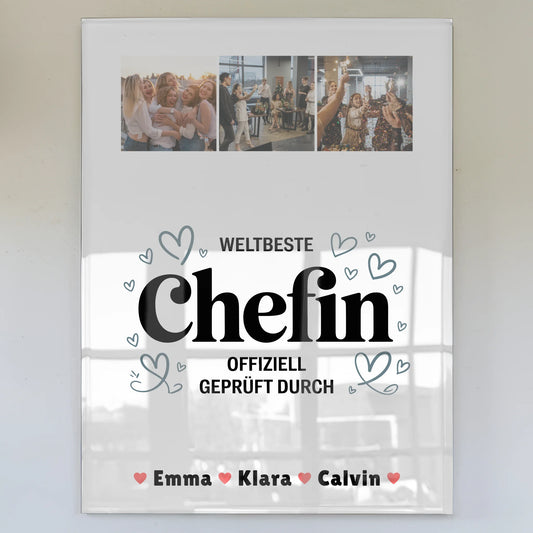 Personalisierte Chefin Fotocollage mit Foto Mit Acrylglas Weltbeste Chefin Offiziell Geprüft Durch 1