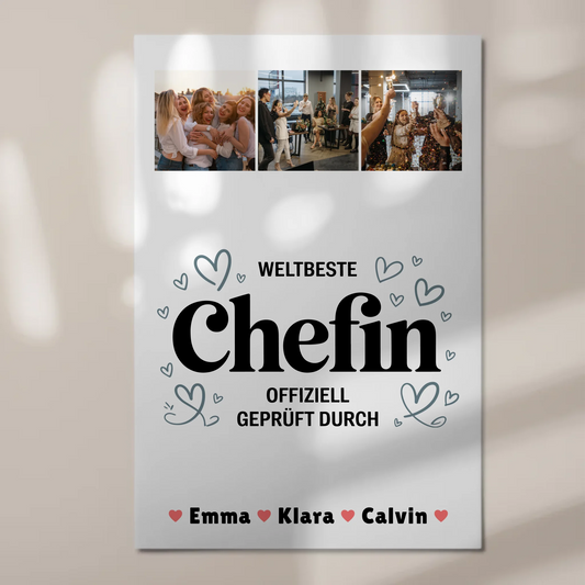 Personalisierte Chefin Fotoboard Magnet Wandbild Weltbeste Chefin Offiziell Geprüft Durch 1