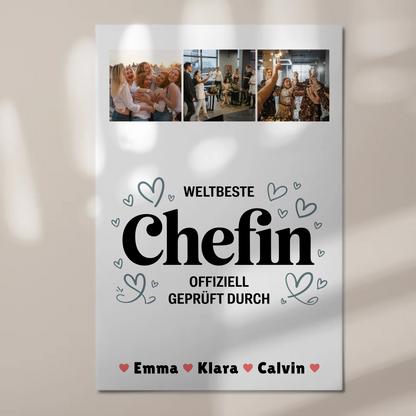 Personalisierte Chefin Fotoboard Magnet Wandbild Weltbeste Chefin Offiziell Geprüft Durch