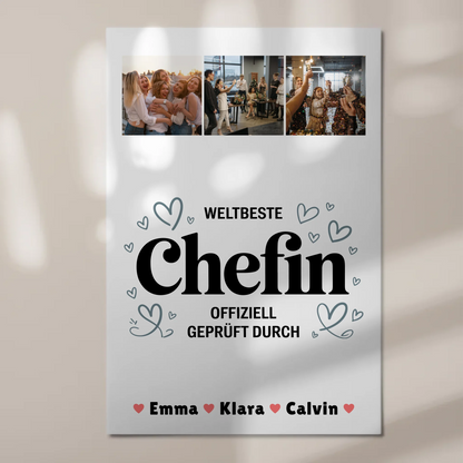 Personalisierte Chefin Fotoboard Magnet Wandbild Weltbeste Chefin Offiziell Geprüft Durch