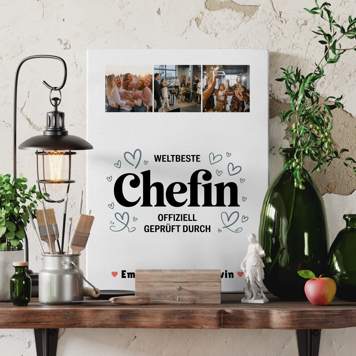 Leinwand Bild Chefin Fotocollage Weltbeste Chefin Offiziell Geprüft Durch personalisiert 3