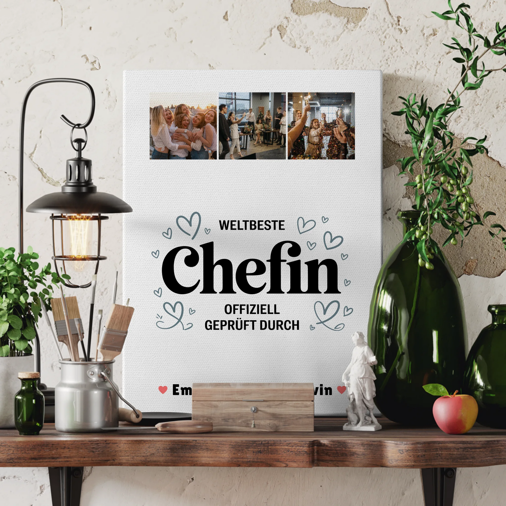 Leinwand Bild Chefin Fotocollage Weltbeste Chefin Offiziell Geprüft Durch personalisiert 3