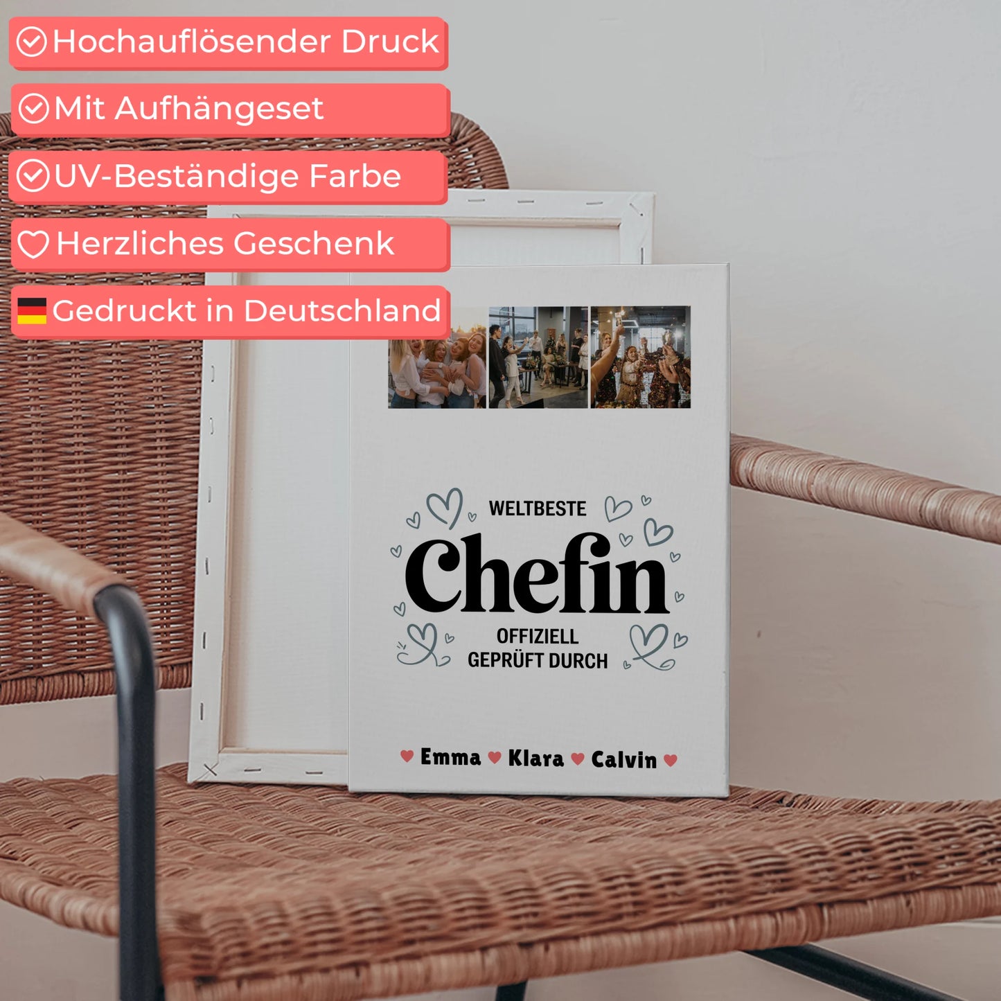 Leinwand Bild Chefin Fotocollage Weltbeste Chefin Offiziell Geprüft Durch personalisiert 5