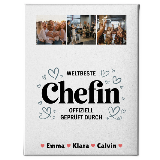 Leinwand Bild Chefin Fotocollage Weltbeste Chefin Offiziell Geprüft Durch personalisiert 1