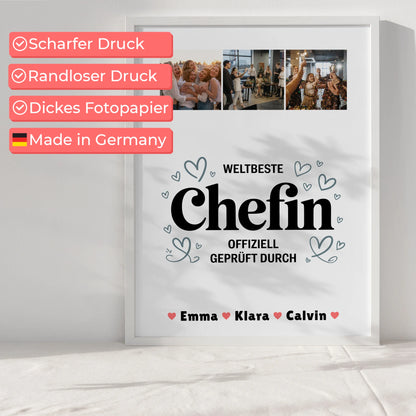 Fotocollage Großes Bild Aus Vielen Kleinen für Chefin Weltbeste Chefin Offiziell Geprüft Durch