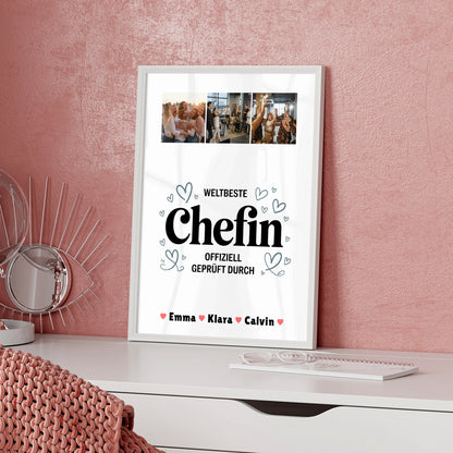 Fotocollage Großes Bild Aus Vielen Kleinen für Chefin Weltbeste Chefin Offiziell Geprüft Durch