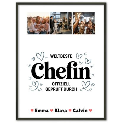 Fotocollage Großes Bild Aus Vielen Kleinen für Chefin Weltbeste Chefin Offiziell Geprüft Durch