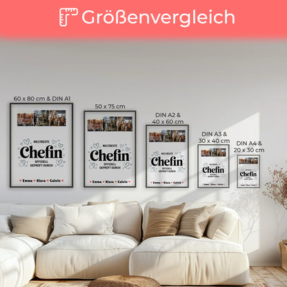 Fotocollage Großes Bild Aus Vielen Kleinen für Chefin Weltbeste Chefin Offiziell Geprüft Durch