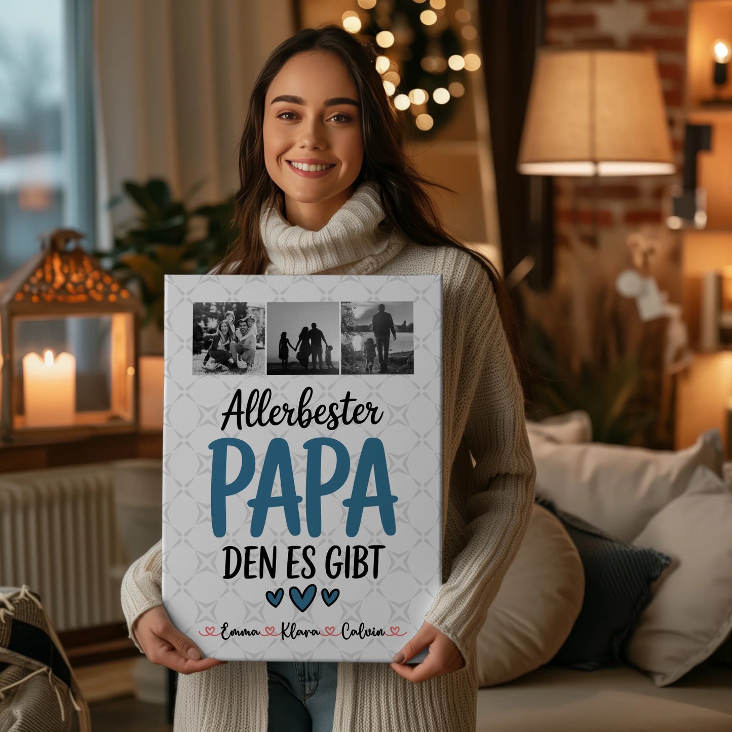 Leinwand Personalisiert Geschenk Fotocollage Papa Allerbester Papa Den Es Gibt Poster Tasse 2