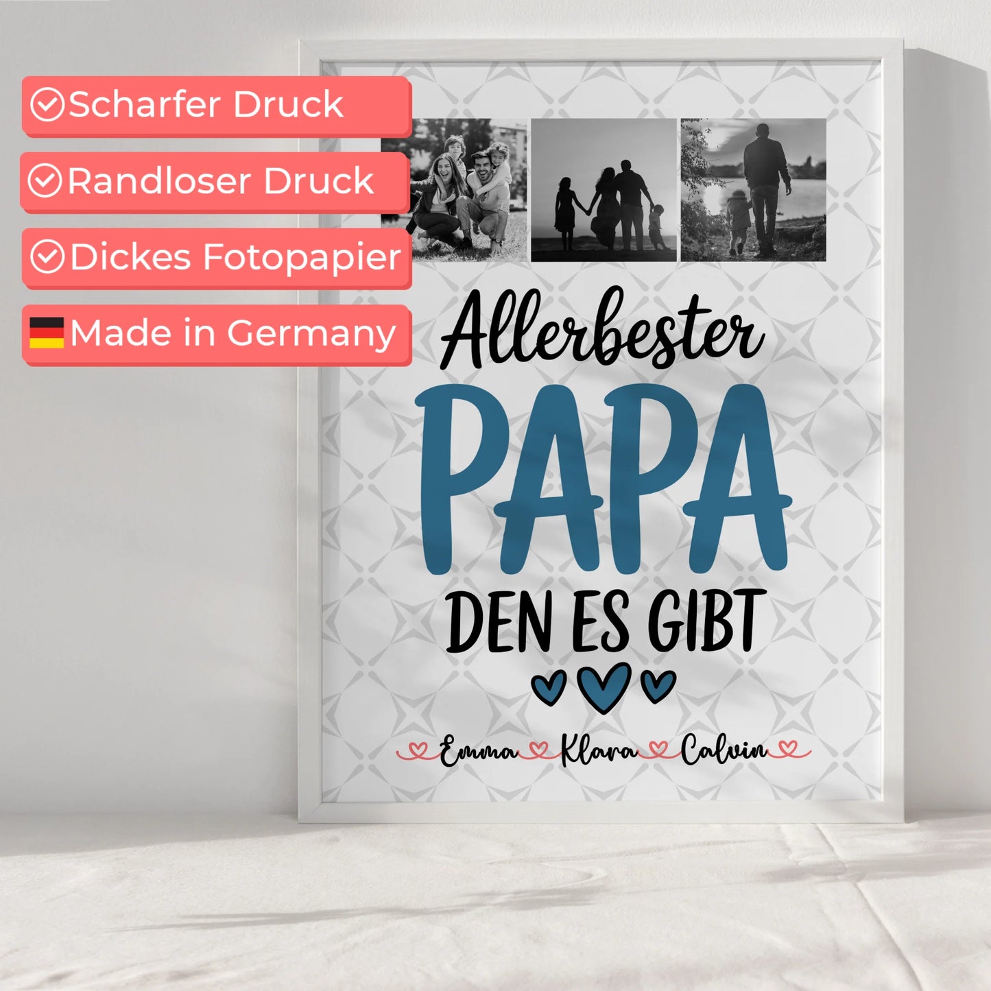 Personalisiertes Poster Vatertag Geschenk Fotocollage Papa Allerbester Papa Den Es Gibt