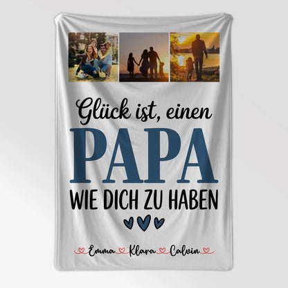 Personalisierte Decke Mann Fotocollage Papa Glück ist einen Papa wie dich zu haben Geschenk 7