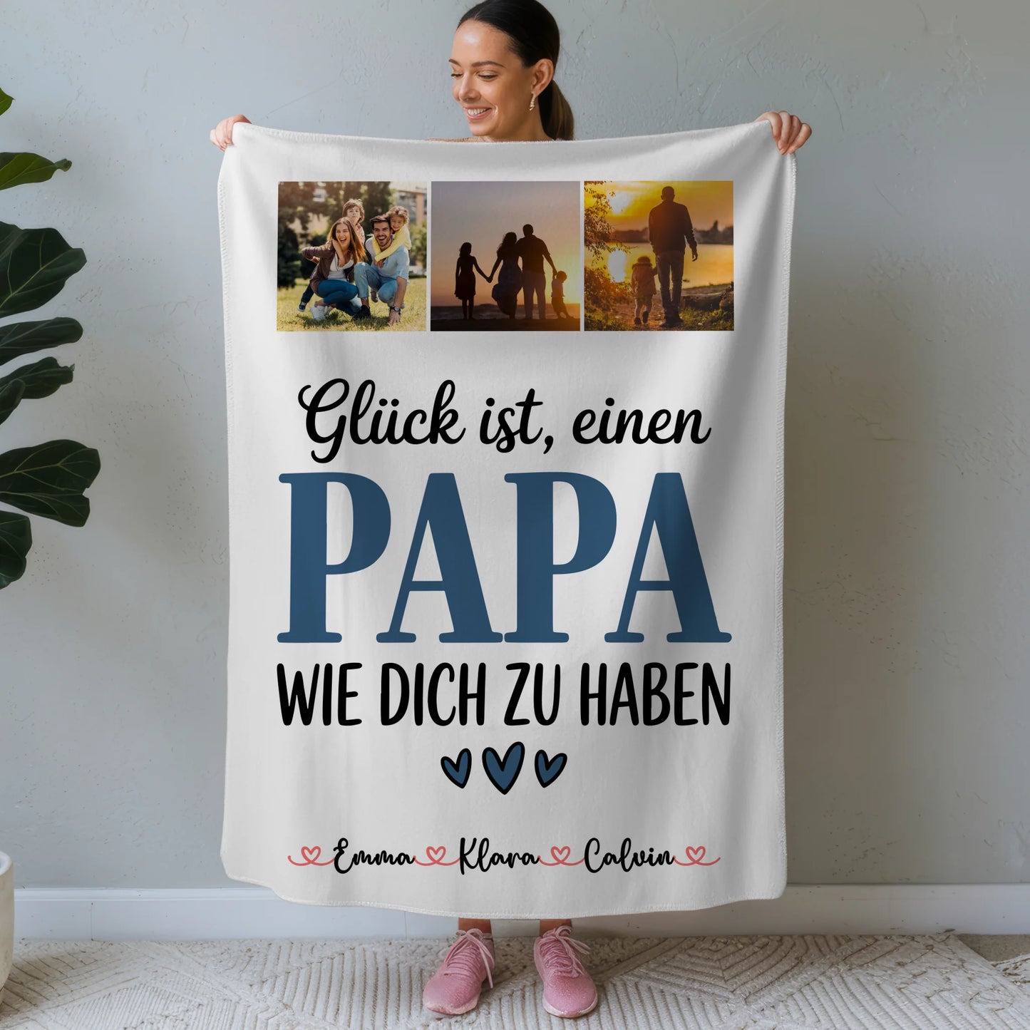 Personalisierte Decke Mann Fotocollage Papa Glück ist einen Papa wie dich zu haben Geschenk 1
