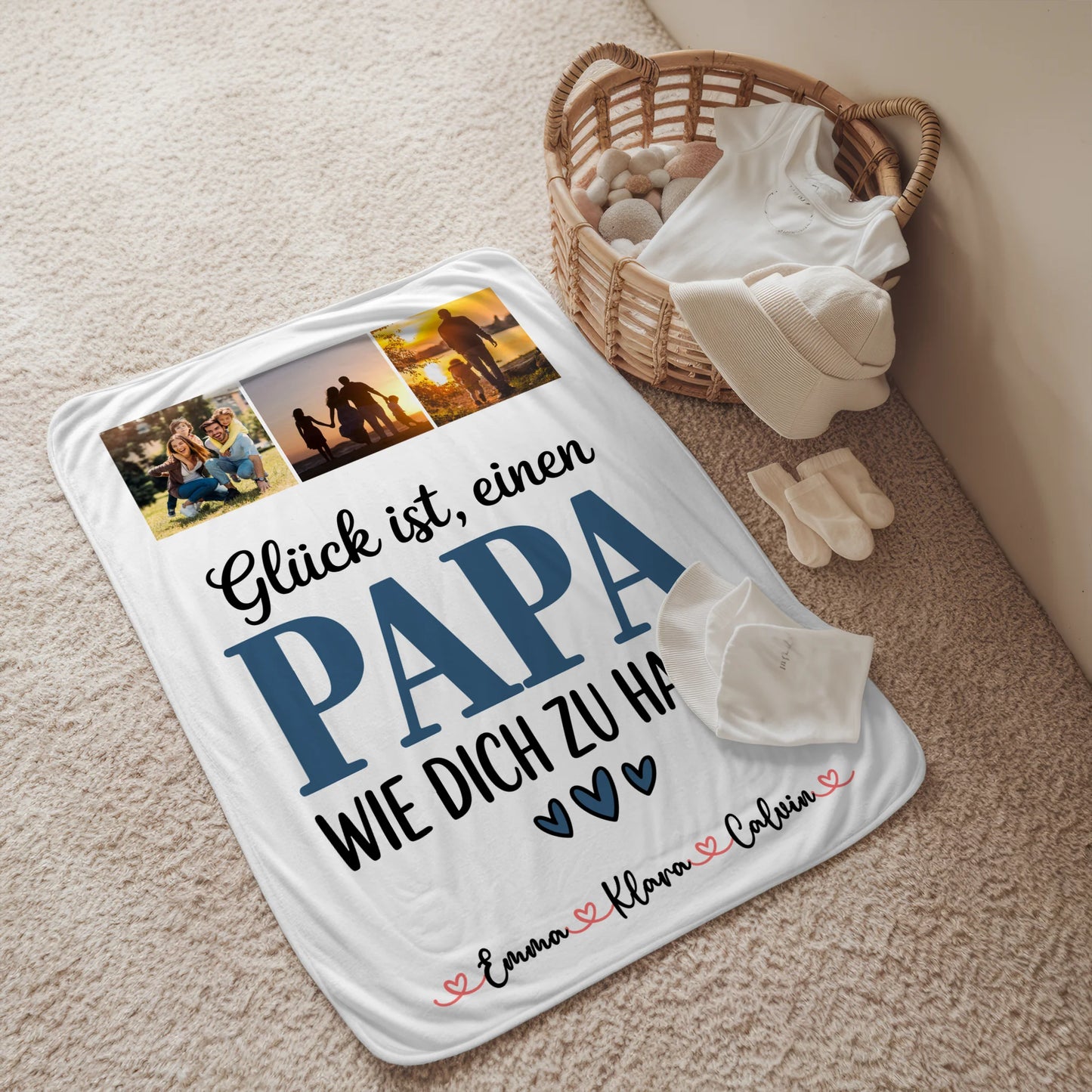 Personalisierte Decke Mann Fotocollage Papa Glück ist einen Papa wie dich zu haben Geschenk 2