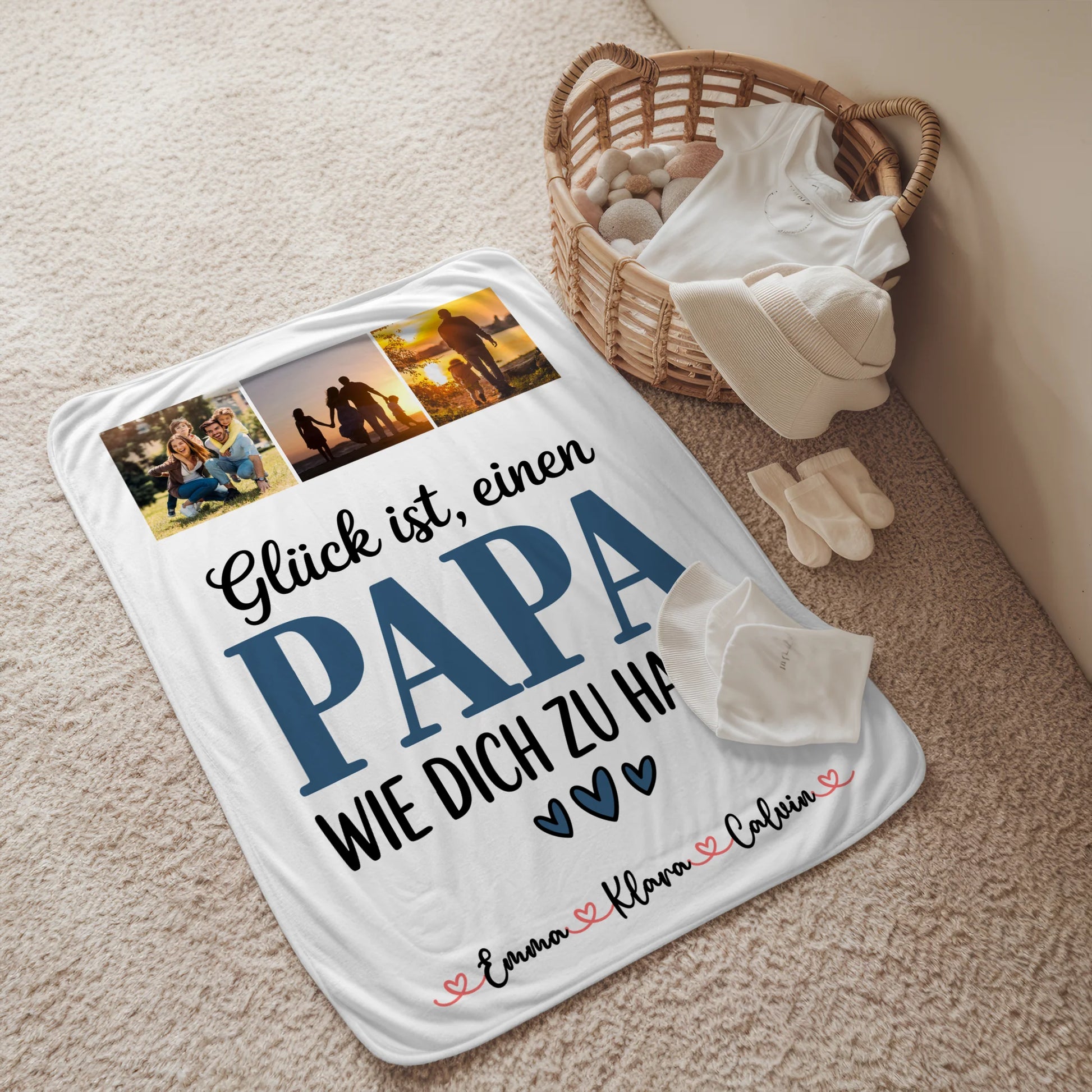Personalisierte Decke Mann Fotocollage Papa Glück ist einen Papa wie dich zu haben Geschenk 2