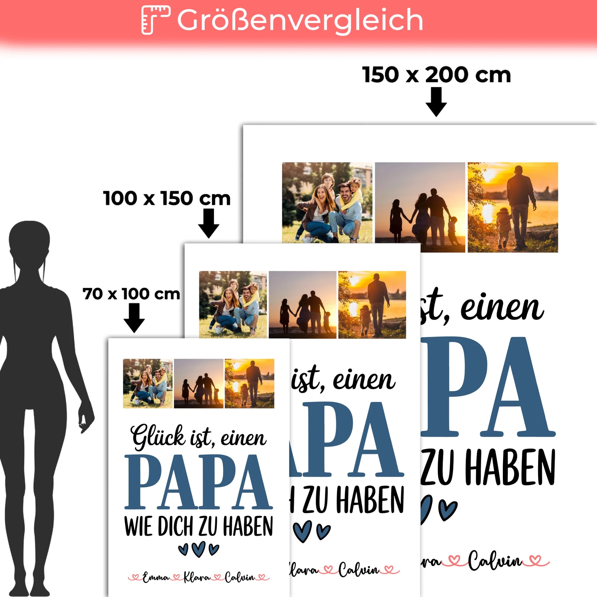 Personalisierte Decke Mann Fotocollage Papa Glück ist einen Papa wie dich zu haben Geschenk 5