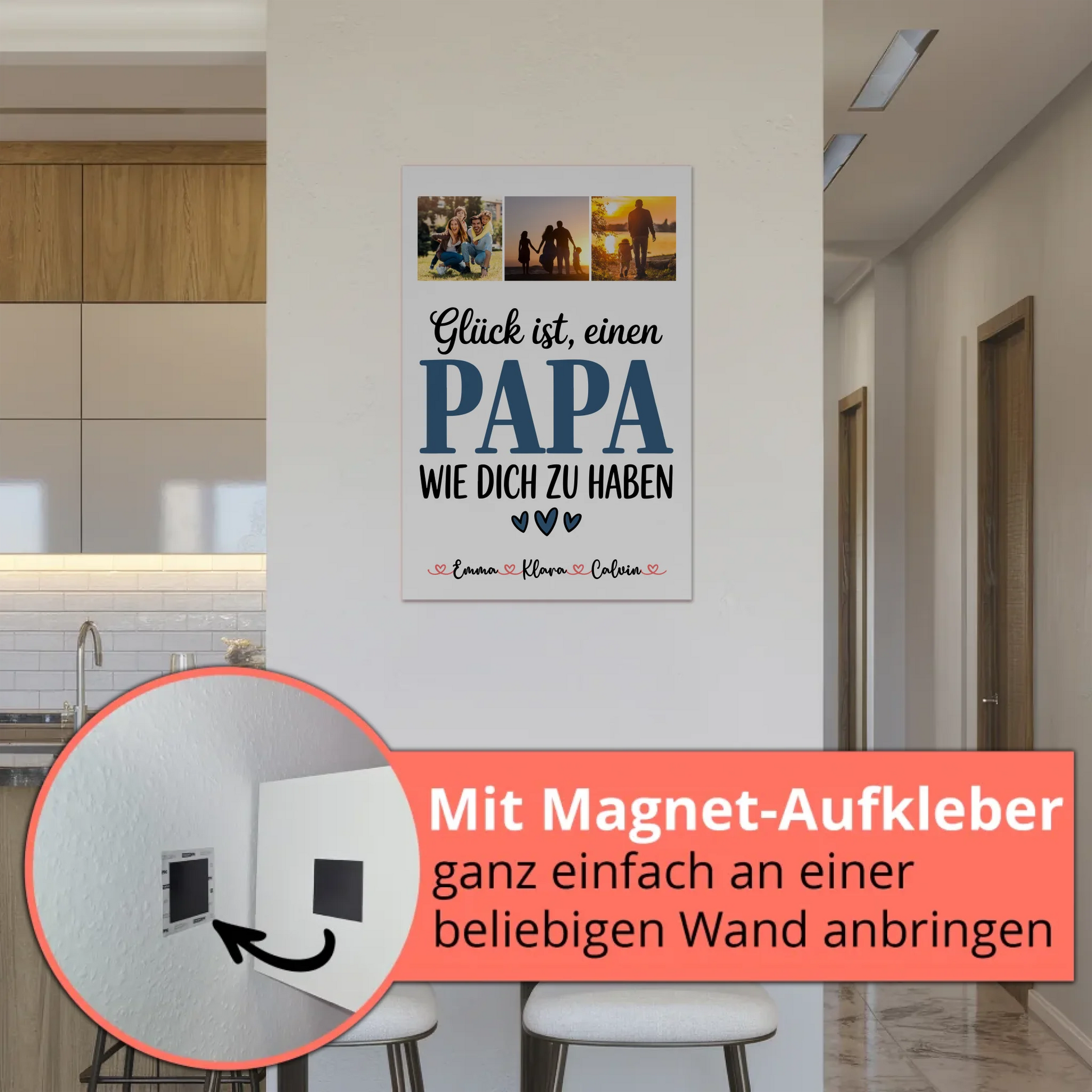 Personalisierte Fotoboard Magnet Poster Fotocollage Papa Glück ist einen Papa wie dich zu haben 5