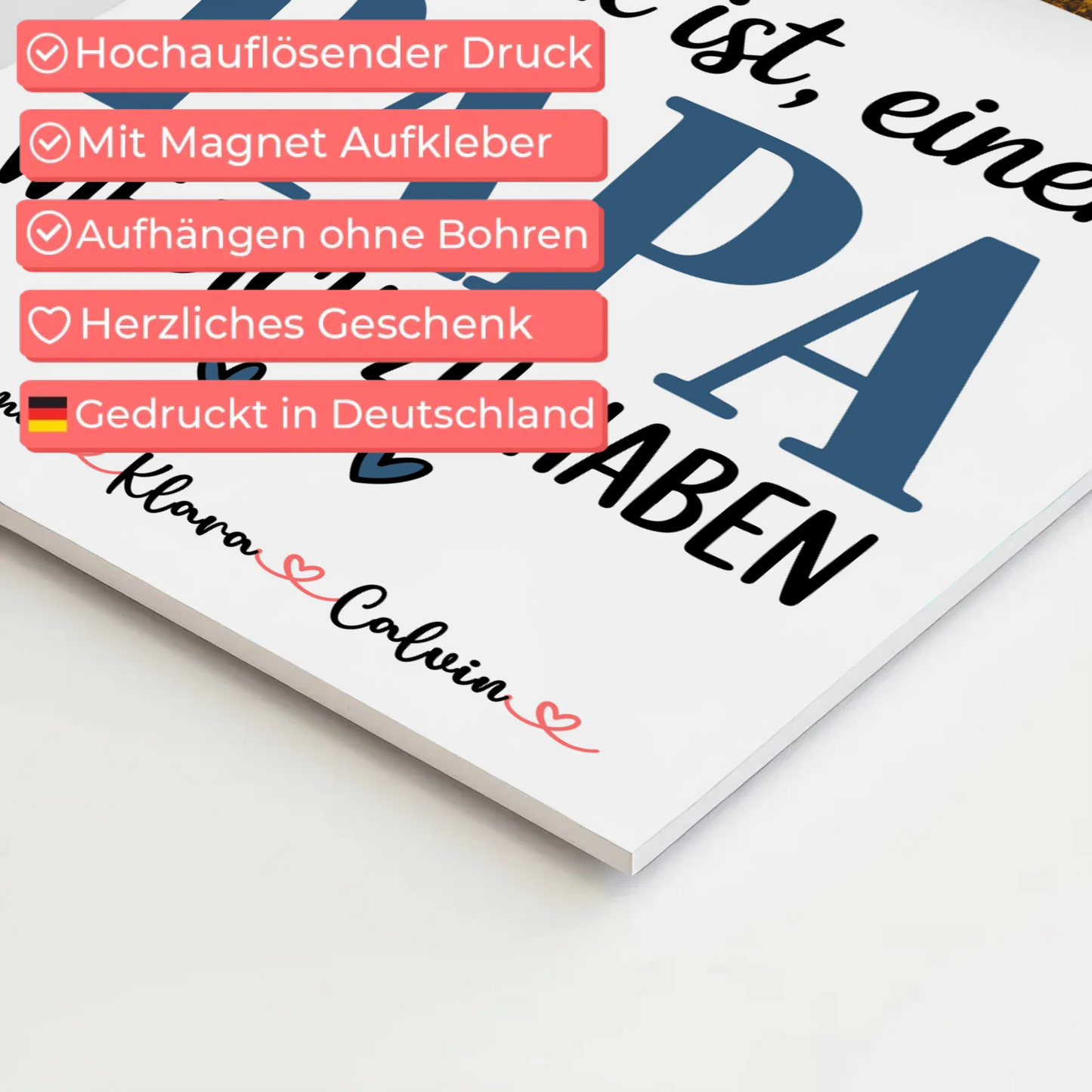 Personalisierte Fotoboard Magnet Poster Fotocollage Papa Glück ist einen Papa wie dich zu haben