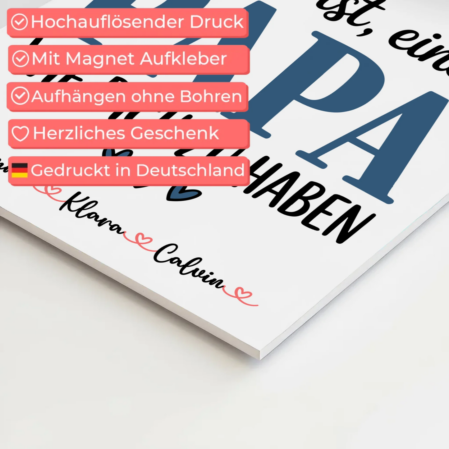 Personalisierte Fotoboard Magnet Poster Fotocollage Papa Glück ist einen Papa wie dich zu haben