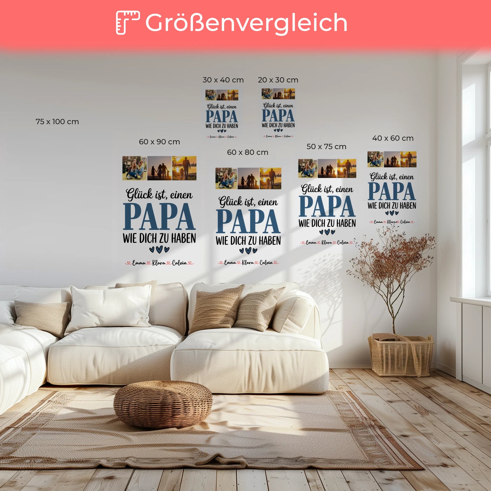 Personalisierte Leinwand Wandbild Fotocollage Papa Glück ist einen Papa wie dich zu haben 6