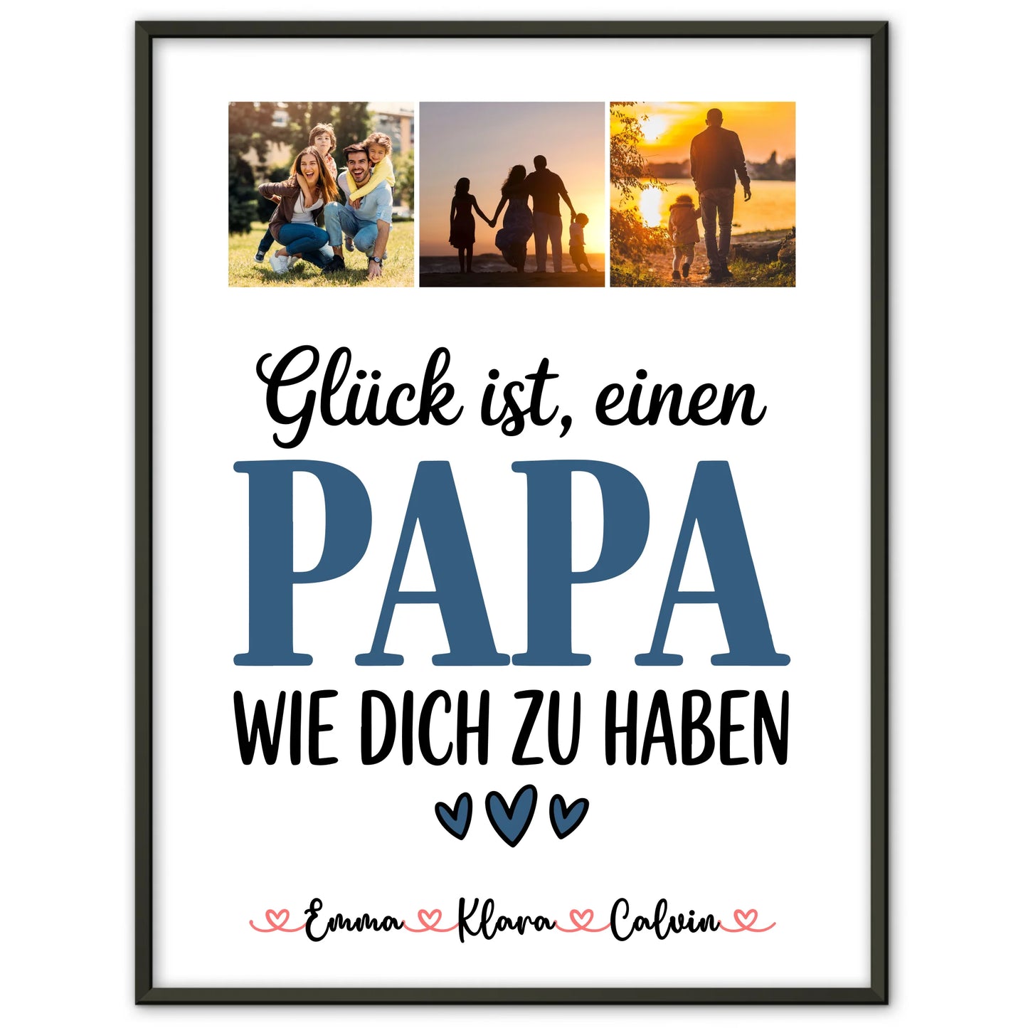 Vatertagsgeschenk Poster Fotocollage Papa Glück ist einen Papa wie dich zu haben personalisiertes Geschenk