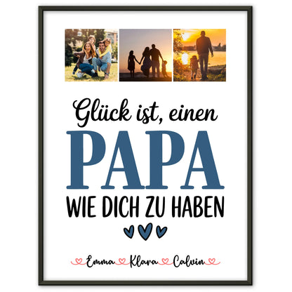 Vatertagsgeschenk Poster Fotocollage Papa Glück ist einen Papa wie dich zu haben personalisiertes Geschenk