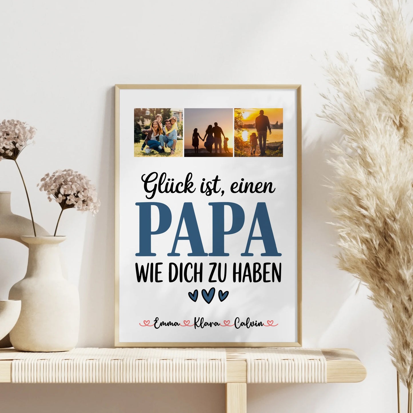 Vatertagsgeschenk Poster Fotocollage Papa Glück ist einen Papa wie dich zu haben personalisiertes Geschenk