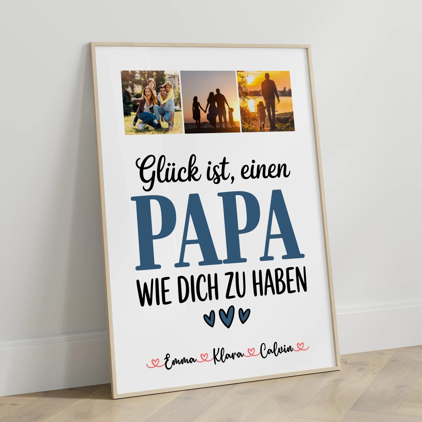 Vatertagsgeschenk Poster Fotocollage Papa Glück ist einen Papa wie dich zu haben personalisiertes Geschenk