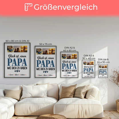 Vatertagsgeschenk Poster Fotocollage Papa Glück ist einen Papa wie dich zu haben personalisiertes Geschenk