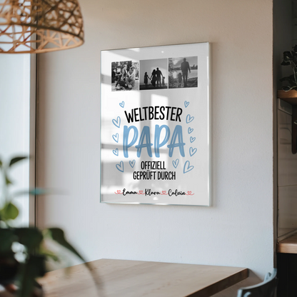 Foto Acrylglas Fotocollage für Papa Weltbester Papa Offiziell Geprüft Durch personalisiertes Geschenk 4