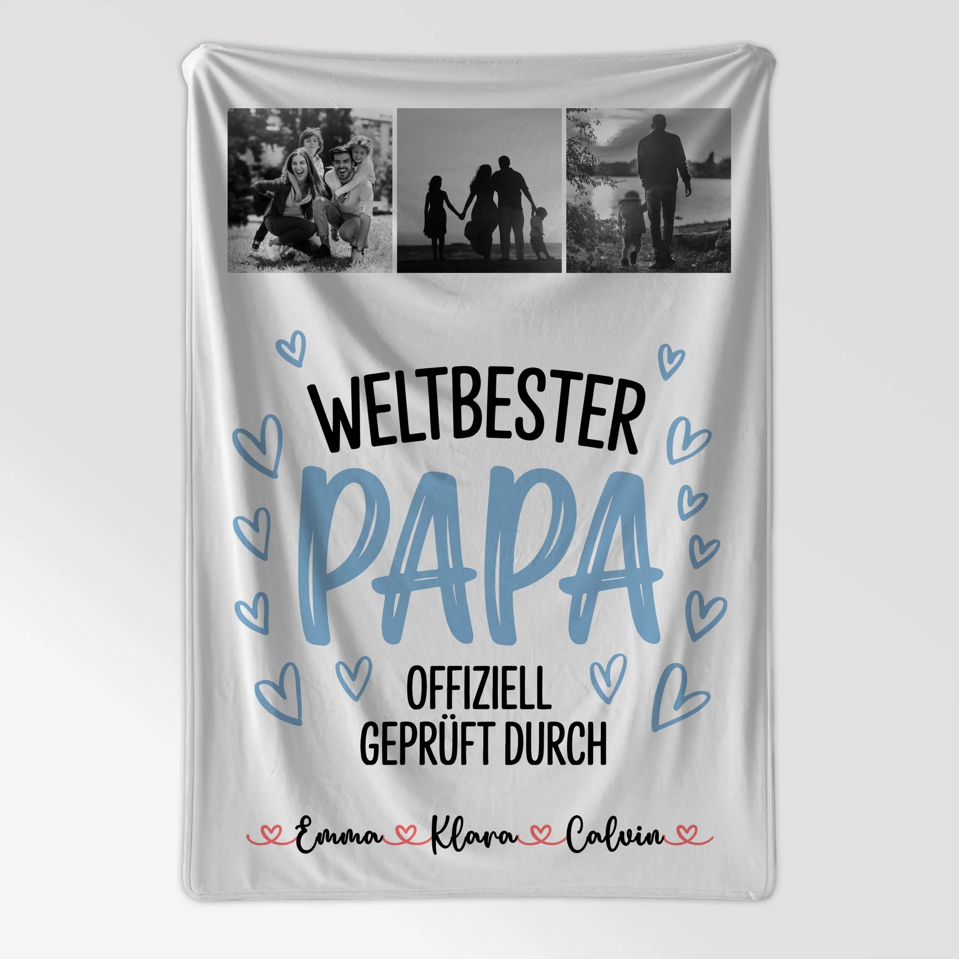 Personalisierte Decke Mann Fotocollage für Papa Weltbester Papa Offiziell Geprüft Durch Geschenk 7