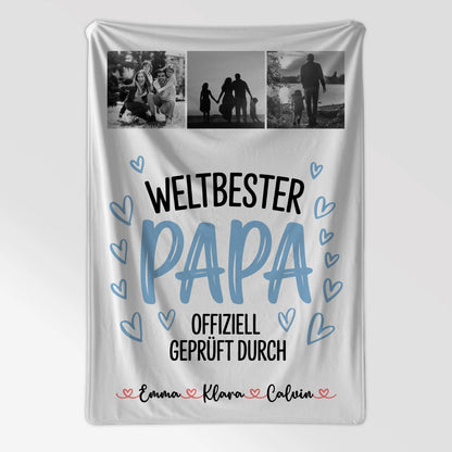 Personalisierte Decke Mann Fotocollage für Papa Weltbester Papa Offiziell Geprüft Durch Geschenk 7