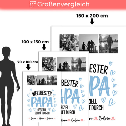 Personalisierte Decke Mann Fotocollage für Papa Weltbester Papa Offiziell Geprüft Durch Geschenk 5