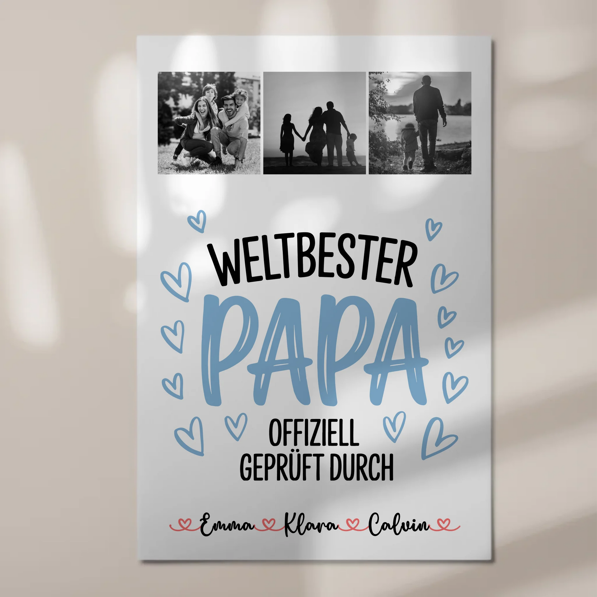 Fotoboard Magnet Poster Fotocollage für Papa Weltbester Papa Offiziell Geprüft Durch Geschenk 1