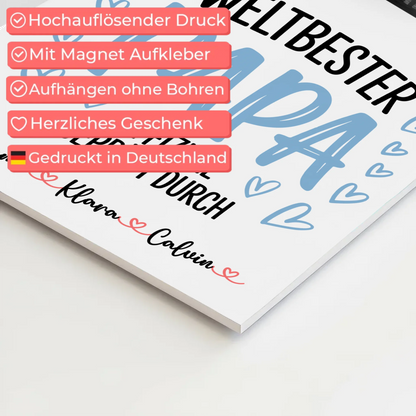 Fotoboard Magnet Poster Fotocollage für Papa Weltbester Papa Offiziell Geprüft Durch Geschenk 4