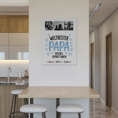 Fotoboard Magnet Poster Fotocollage für Papa Weltbester Papa Offiziell Geprüft Durch Geschenk 8
