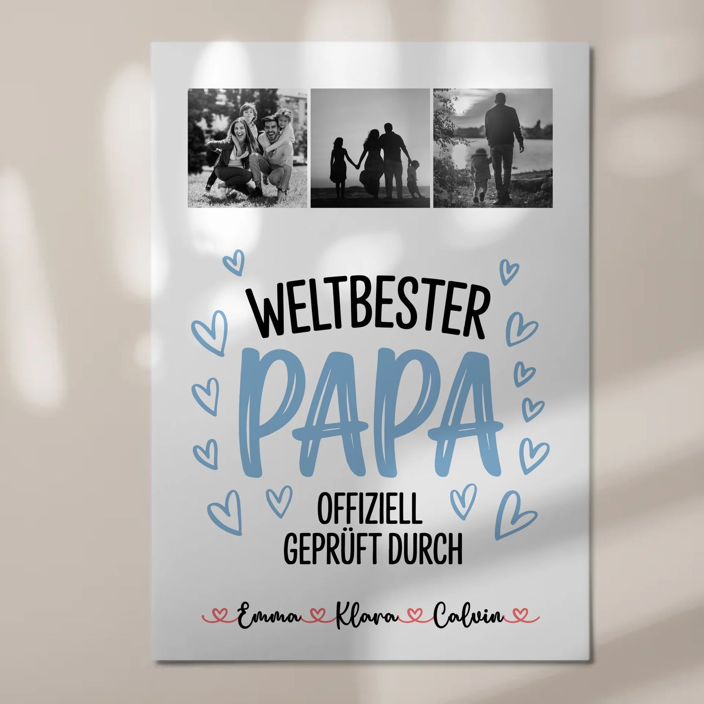 Fotoboard Magnet Poster Fotocollage für Papa Weltbester Papa Offiziell Geprüft Durch Geschenk 7