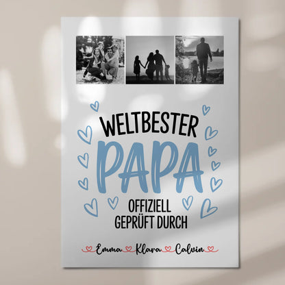 Fotoboard Magnet Poster Fotocollage für Papa Weltbester Papa Offiziell Geprüft Durch Geschenk 7