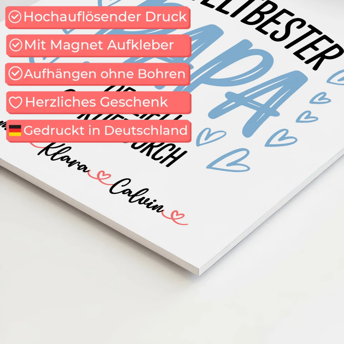 Fotoboard Magnet Poster Fotocollage für Papa Weltbester Papa Offiziell Geprüft Durch Geschenk 10