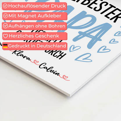 Fotoboard Magnet Poster Fotocollage für Papa Weltbester Papa Offiziell Geprüft Durch Geschenk
