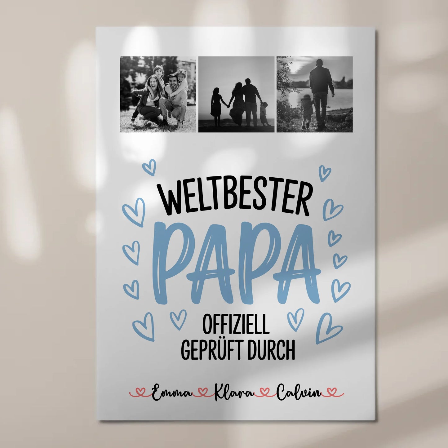 Fotoboard Magnet Poster Fotocollage für Papa Weltbester Papa Offiziell Geprüft Durch Geschenk
