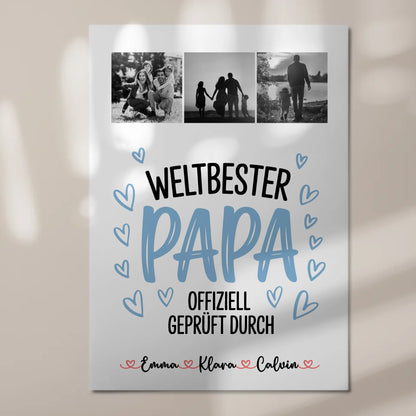 Fotoboard Magnet Poster Fotocollage für Papa Weltbester Papa Offiziell Geprüft Durch Geschenk