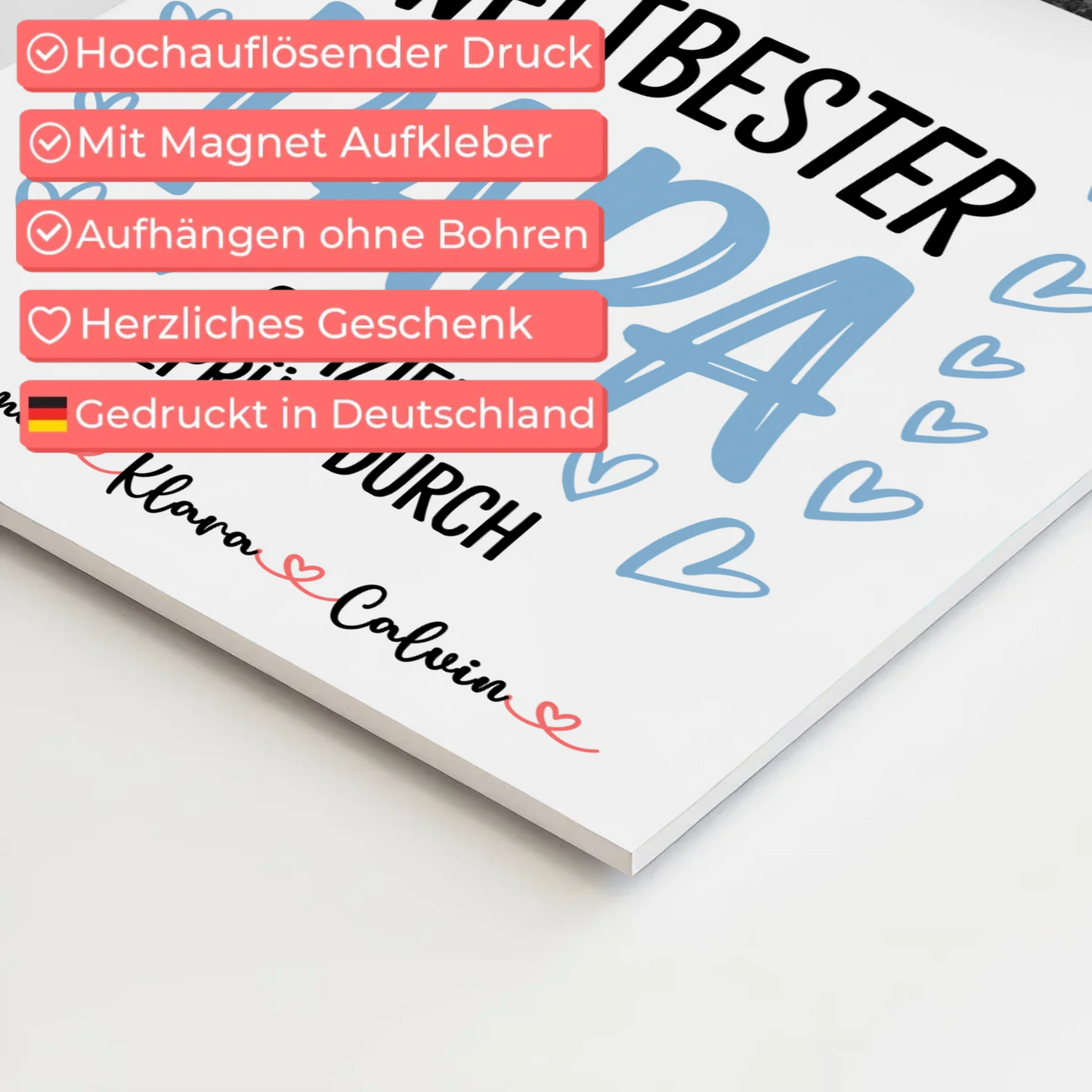 Fotoboard Magnet Poster Fotocollage für Papa Weltbester Papa Offiziell Geprüft Durch Geschenk