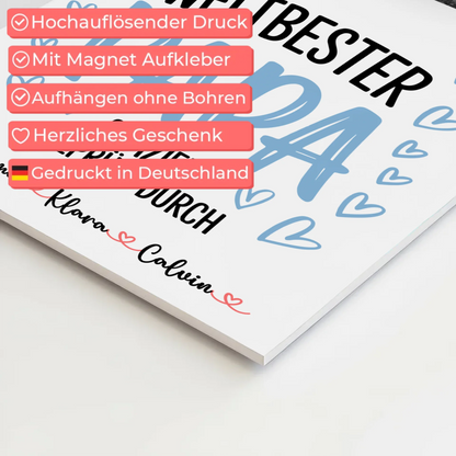 Fotoboard Magnet Poster Fotocollage für Papa Weltbester Papa Offiziell Geprüft Durch Geschenk